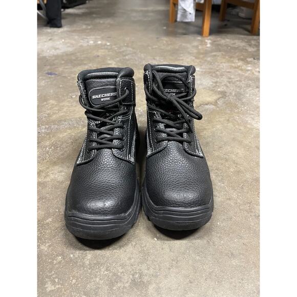 Skechers Mens Black 77143 Krabok Steel Toe Work Leather Ankle Boot Size 7.5 main image 5